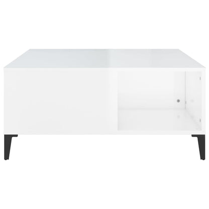 vidaXL Table basse blanc brillant 80x80x36,5 cm Aggloméré