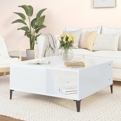 vidaXL Table basse blanc brillant 80x80x36,5 cm Aggloméré