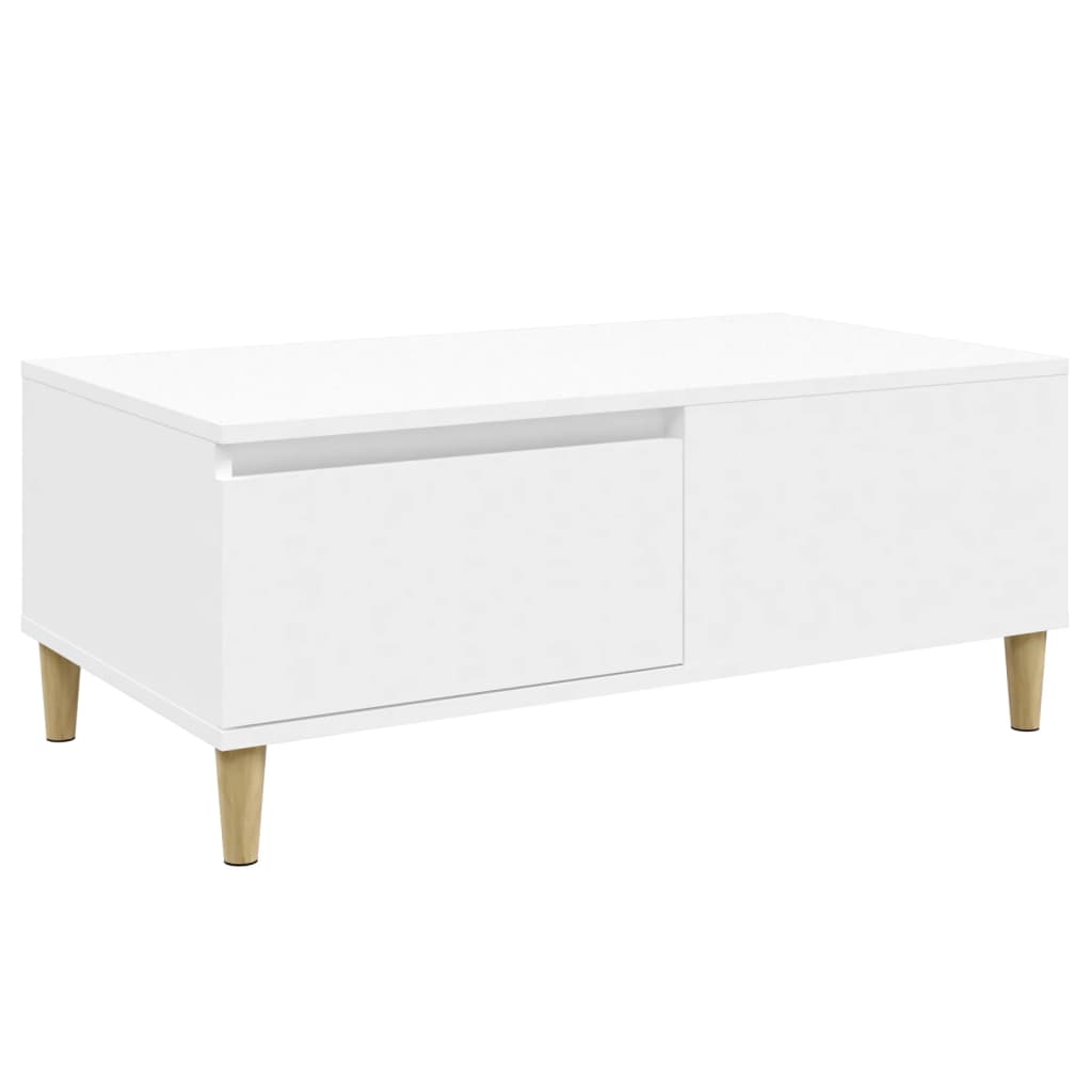 vidaXL Table basse blanche 90x50x36,5 cm en bois d'ingénierie