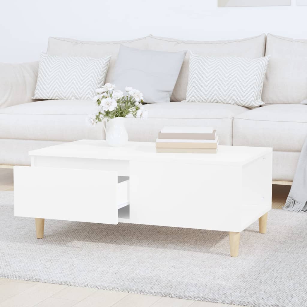 vidaXL Table basse blanche 90x50x36,5 cm en bois d'ingénierie