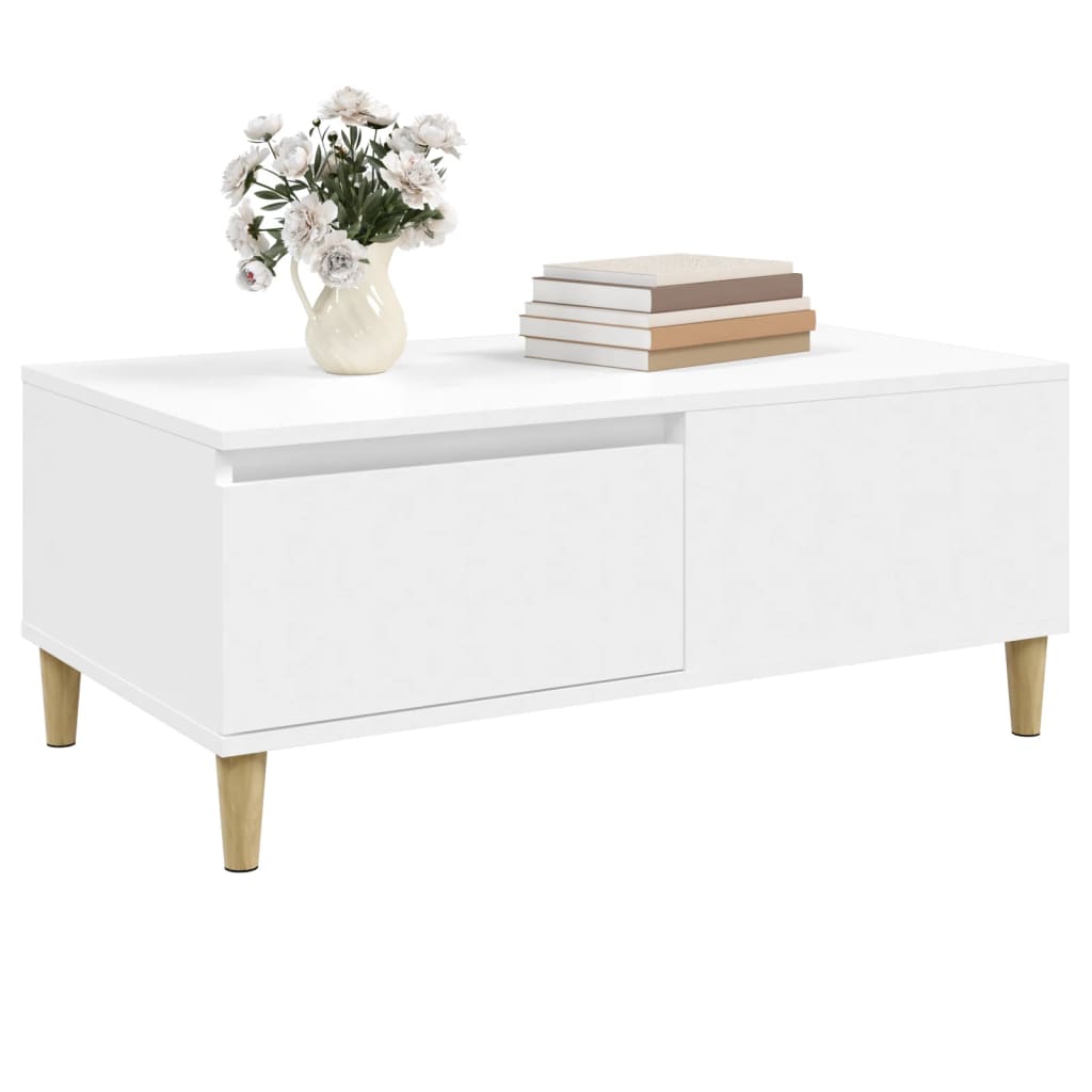 vidaXL Table basse blanche 90x50x36,5 cm en bois d'ingénierie
