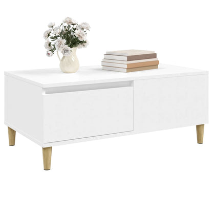 vidaXL Table basse blanche 90x50x36,5 cm en bois d'ingénierie