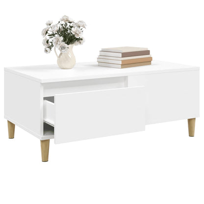 vidaXL Table basse blanche 90x50x36,5 cm en bois d'ingénierie