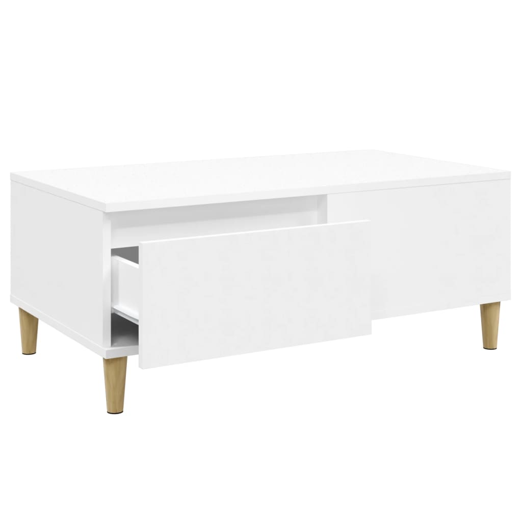 vidaXL Table basse blanche 90x50x36,5 cm en bois d'ingénierie