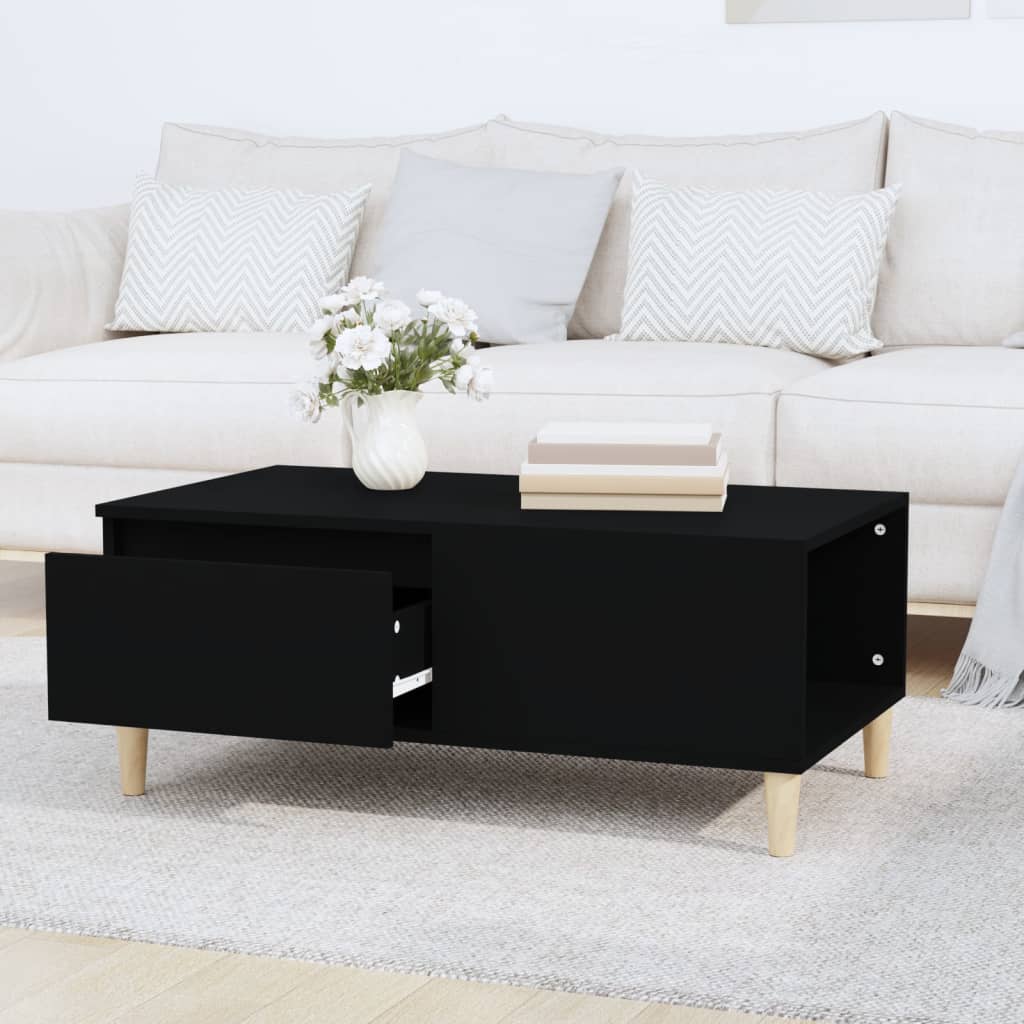 vidaXL Table basse noire 90x50x36,5 cm en bois d'ingénierie