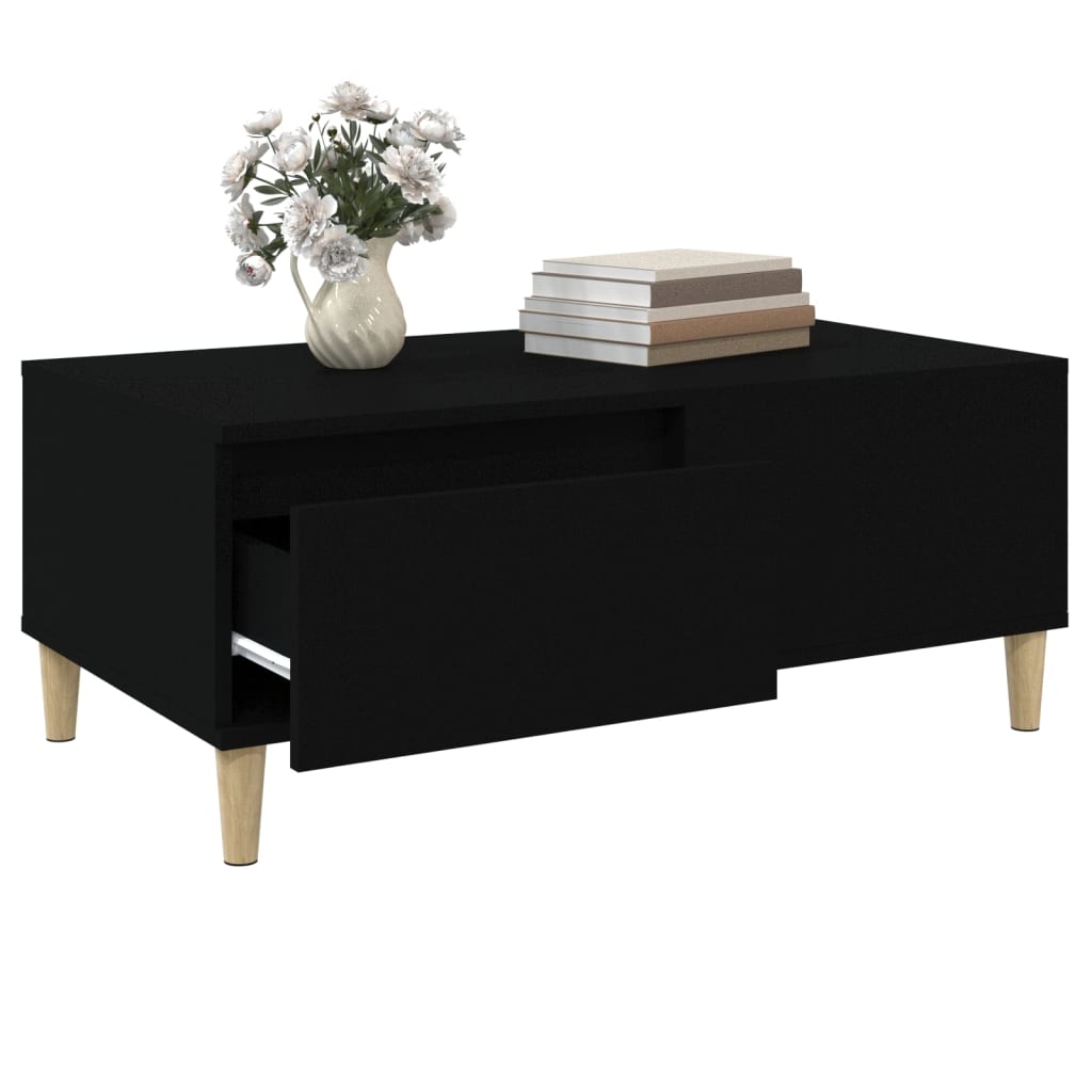 vidaXL Table basse noire 90x50x36,5 cm en bois d'ingénierie