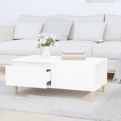 vidaXL Table basse blanc brillant 90x50x36,5 cm Aggloméré
