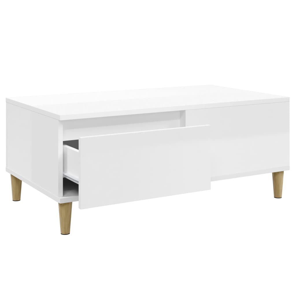 vidaXL Table basse blanc brillant 90x50x36,5 cm Aggloméré