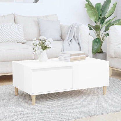 vidaXL Table basse blanc brillant 90x50x36,5 cm Aggloméré