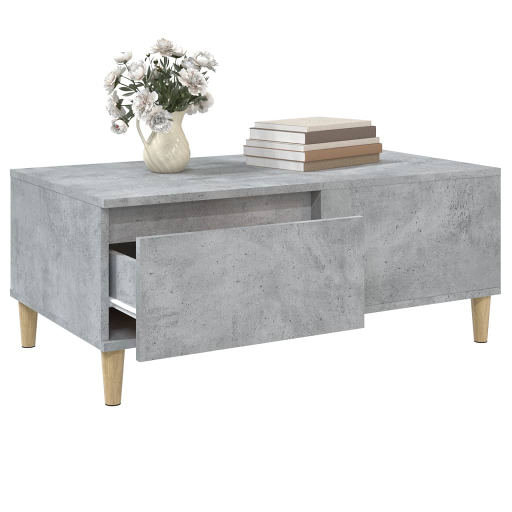 vidaXL Table basse gris béton 90x50x36,5 cm Aggloméré