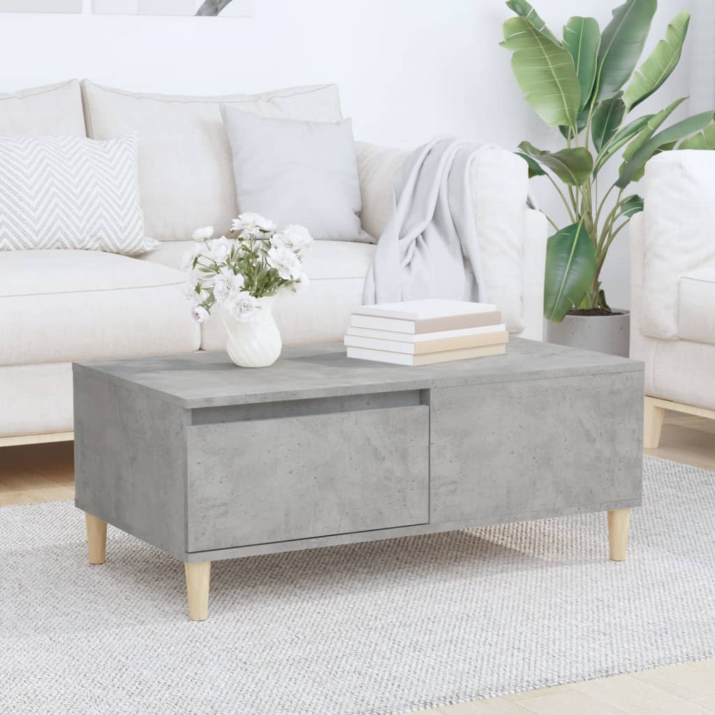 vidaXL Table basse gris béton 90x50x36,5 cm Aggloméré