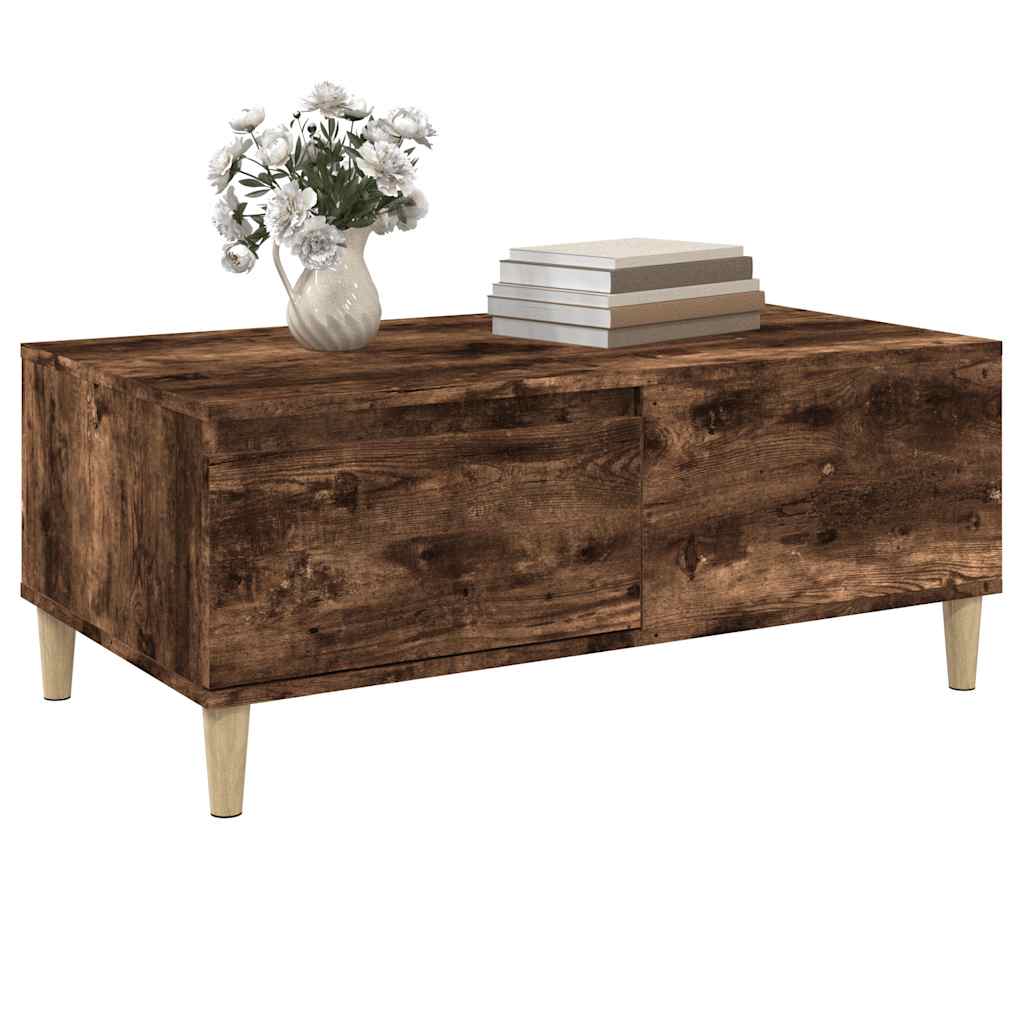 vidaXL Table basse chêne fumé 90x50x36,5 cm bois d'ingénierie