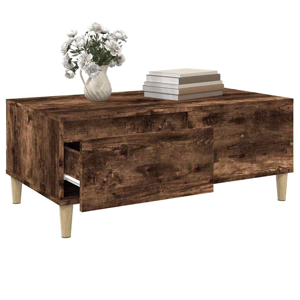 vidaXL Table basse chêne fumé 90x50x36,5 cm bois d'ingénierie