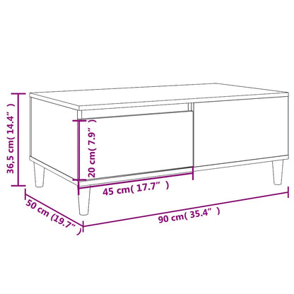 vidaXL Table basse chêne fumé 90x50x36,5 cm bois d'ingénierie