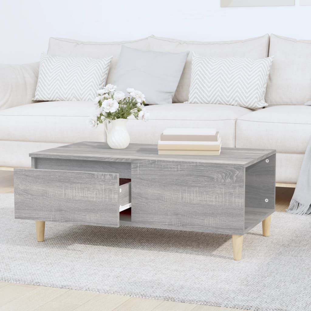 vidaXL Table basse gris sonoma 90x50x36,5 cm en bois d'ingénierie