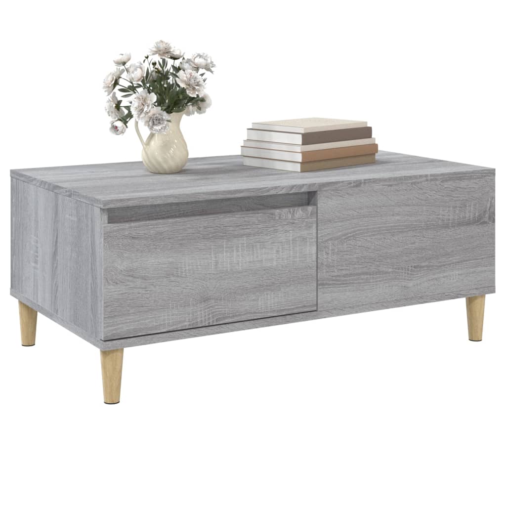 vidaXL Table basse gris sonoma 90x50x36,5 cm en bois d'ingénierie