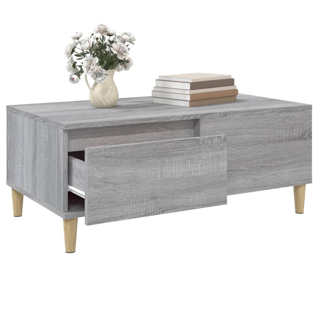 vidaXL Table basse gris sonoma 90x50x36,5 cm en bois d'ingénierie