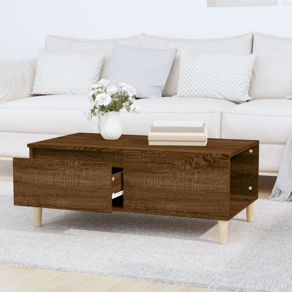 vidaXL Table basse marron aspect chêne 90x50x36,5 cm bois d'ingénierie