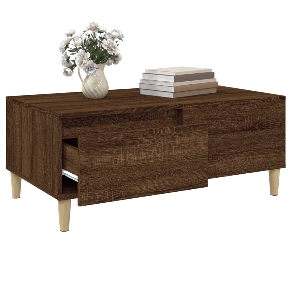 vidaXL Table basse marron aspect chêne 90x50x36,5 cm bois d'ingénierie