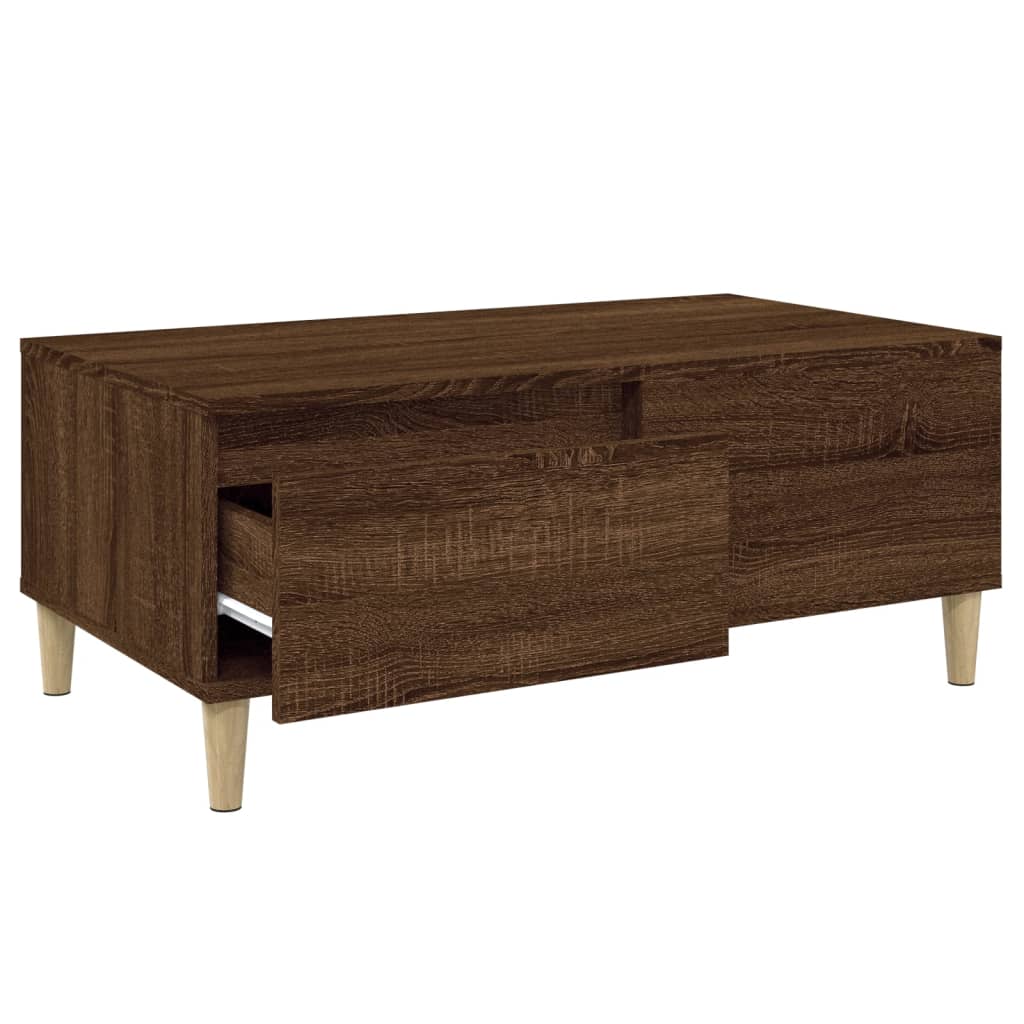 vidaXL Table basse marron aspect chêne 90x50x36,5 cm bois d'ingénierie