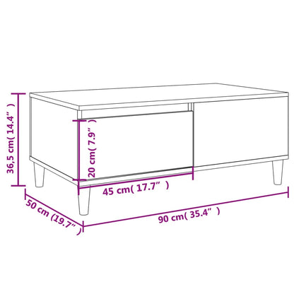 vidaXL Table basse marron aspect chêne 90x50x36,5 cm bois d'ingénierie