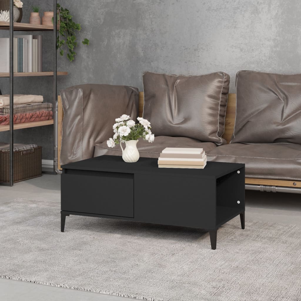vidaXL Table basse noire 90x50x36,5 cm en bois d'ingénierie