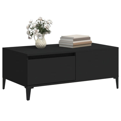 vidaXL Table basse noire 90x50x36,5 cm en bois d'ingénierie