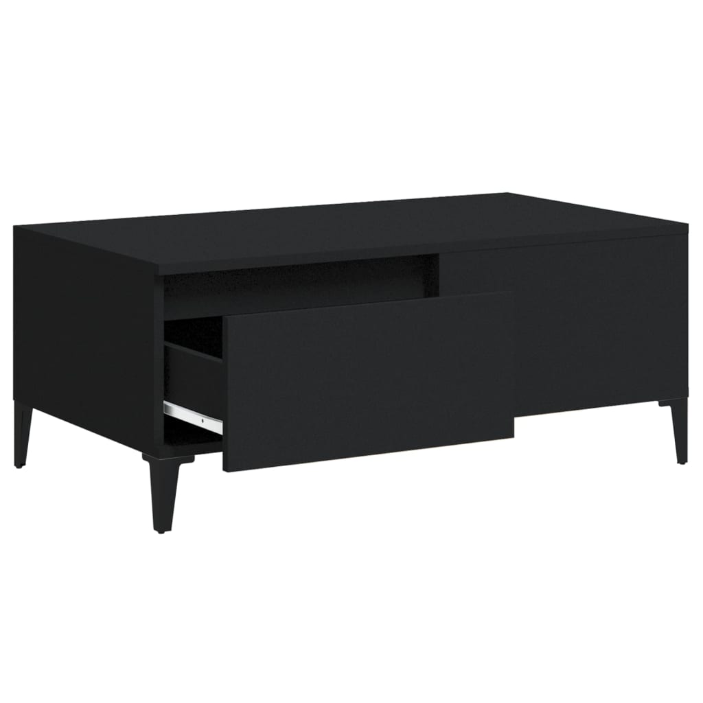 vidaXL Table basse noire 90x50x36,5 cm en bois d'ingénierie