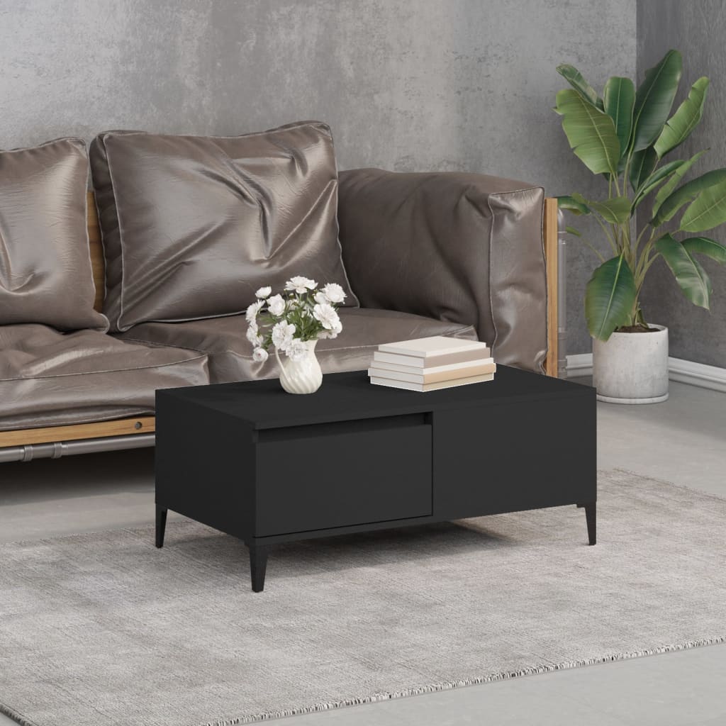 vidaXL Table basse noire 90x50x36,5 cm en bois d'ingénierie