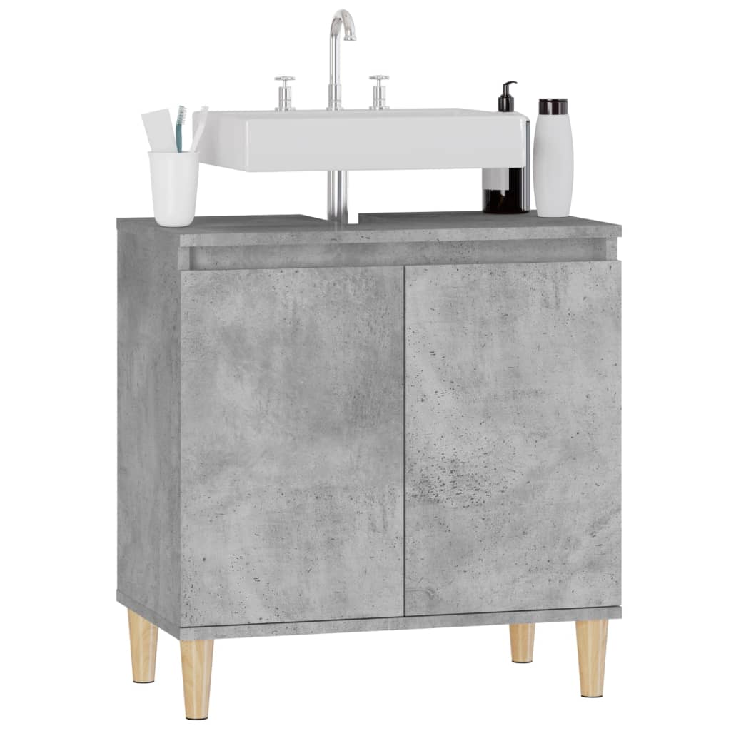 vidaXL Waschbeckenunterschrank Betongrau 58x33x60 cm Holzwerkstoff