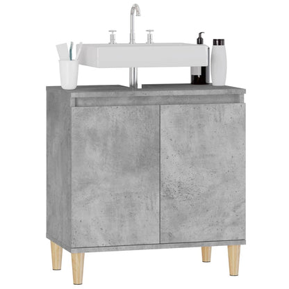 vidaXL Waschbeckenunterschrank Betongrau 58x33x60 cm Holzwerkstoff