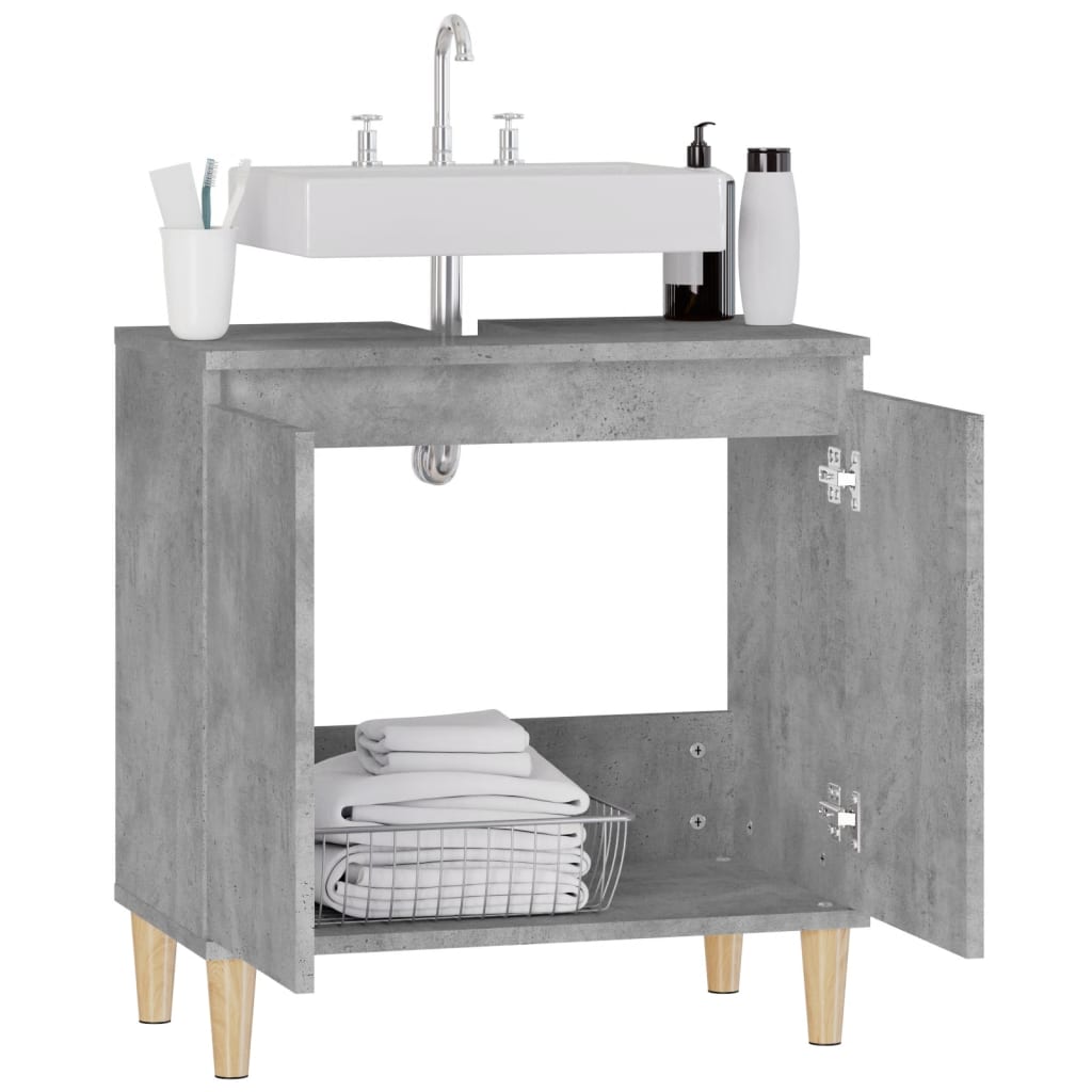 vidaXL Waschbeckenunterschrank Betongrau 58x33x60 cm Holzwerkstoff