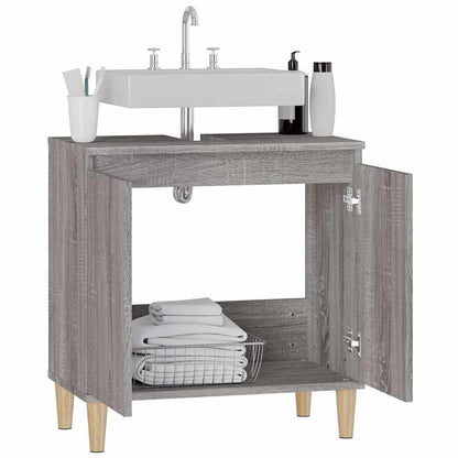 vidaXL Waschbeckenunterschrank Grau Sonoma 58x33x60 cm Holzwerkstoff