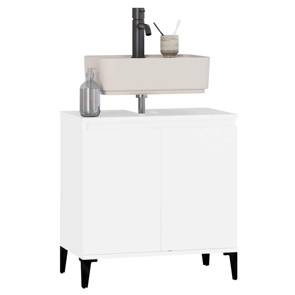 vidaXL Waschbeckenunterschrank Weiß 58x33x60 cm Holzwerkstoff