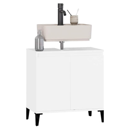 vidaXL Waschbeckenunterschrank Weiß 58x33x60 cm Holzwerkstoff