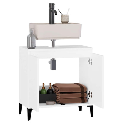 vidaXL Waschbeckenunterschrank Weiß 58x33x60 cm Holzwerkstoff