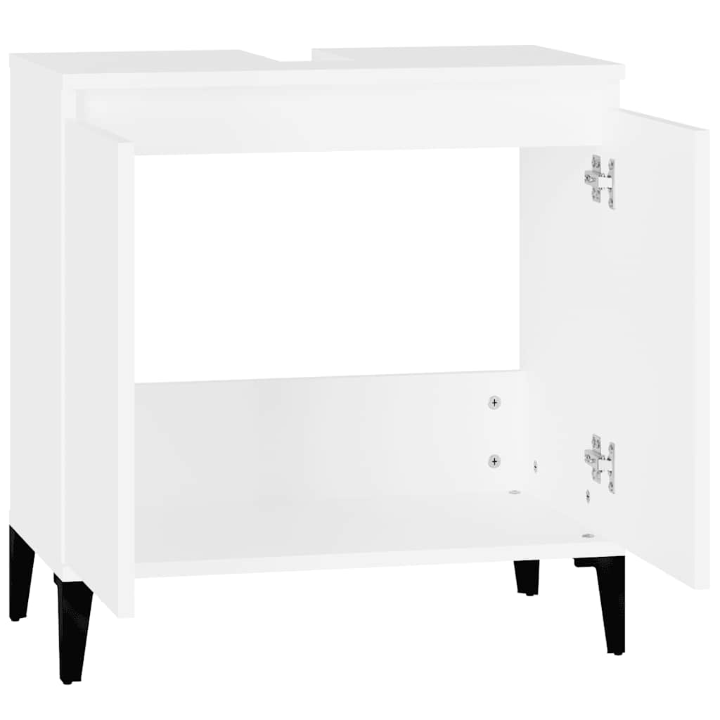 vidaXL Waschbeckenunterschrank Weiß 58x33x60 cm Holzwerkstoff