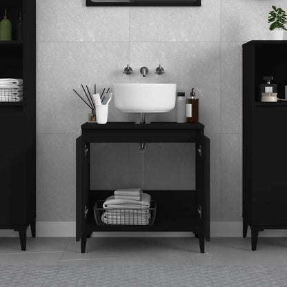 vidaXL Waschbeckenunterschrank Schwarz 58x33x60 cm Holzwerkstoff