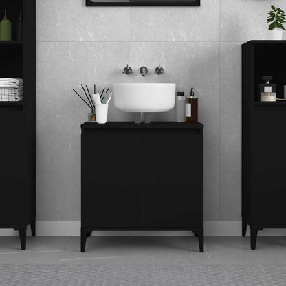 vidaXL Waschbeckenunterschrank Schwarz 58x33x60 cm Holzwerkstoff