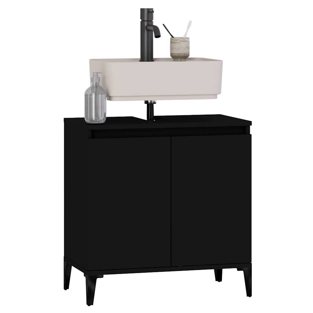 vidaXL Waschbeckenunterschrank Schwarz 58x33x60 cm Holzwerkstoff