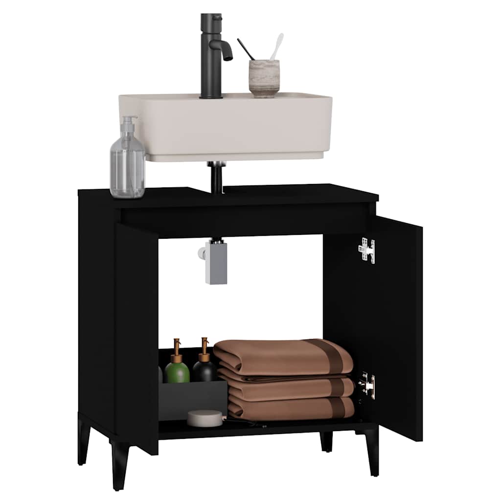 vidaXL Waschbeckenunterschrank Schwarz 58x33x60 cm Holzwerkstoff
