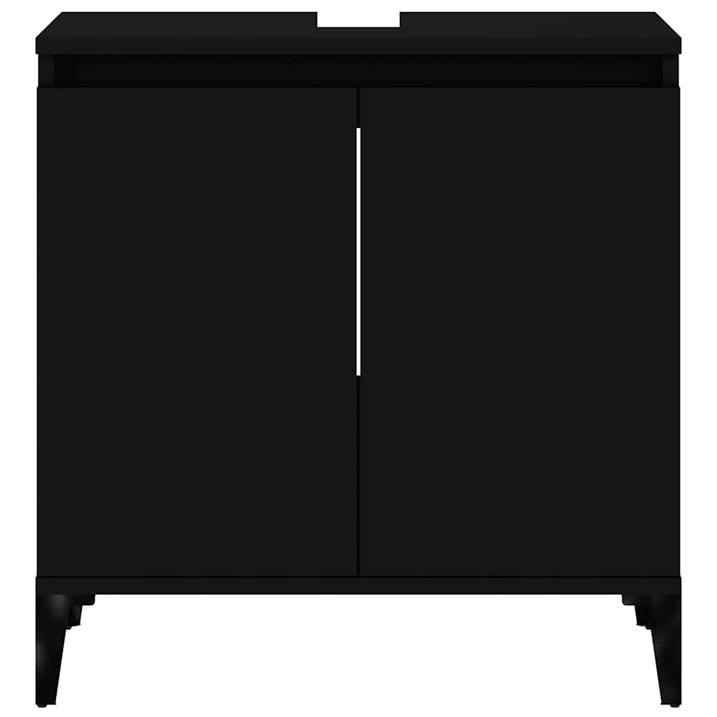 vidaXL Waschbeckenunterschrank Schwarz 58x33x60 cm Holzwerkstoff