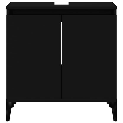 vidaXL Waschbeckenunterschrank Schwarz 58x33x60 cm Holzwerkstoff