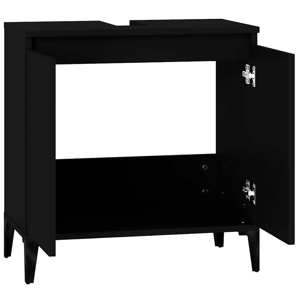 vidaXL Waschbeckenunterschrank Schwarz 58x33x60 cm Holzwerkstoff
