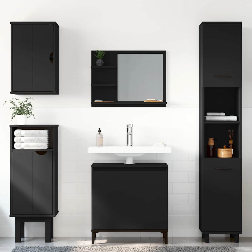 vidaXL Waschbeckenunterschrank Schwarz 58x33x60 cm Holzwerkstoff
