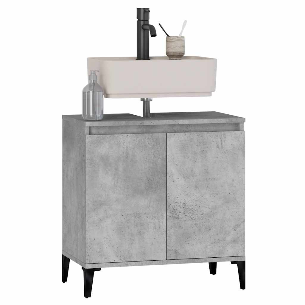 vidaXL Waschbeckenunterschrank Betongrau 58x33x60 cm Holzwerkstoff