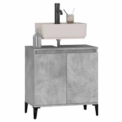 vidaXL Waschbeckenunterschrank Betongrau 58x33x60 cm Holzwerkstoff