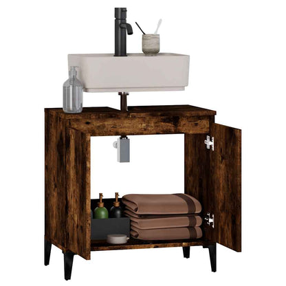 vidaXL Waschbeckenunterschrank Räuchereiche 58x33x60 cm Holzwerkstoff