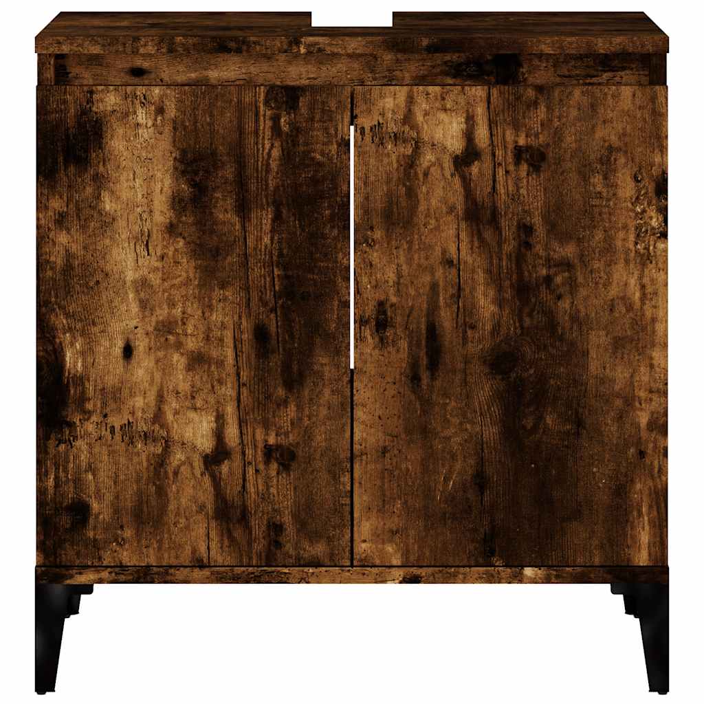 vidaXL Waschbeckenunterschrank Räuchereiche 58x33x60 cm Holzwerkstoff