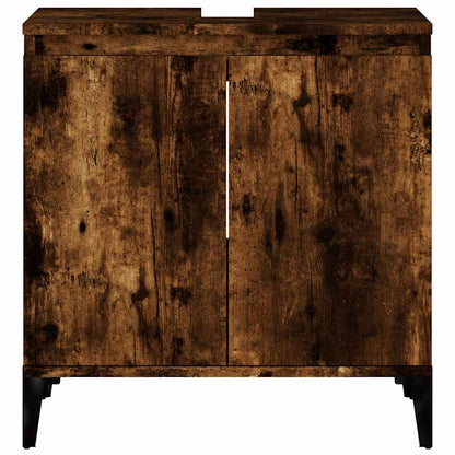 vidaXL Waschbeckenunterschrank Räuchereiche 58x33x60 cm Holzwerkstoff